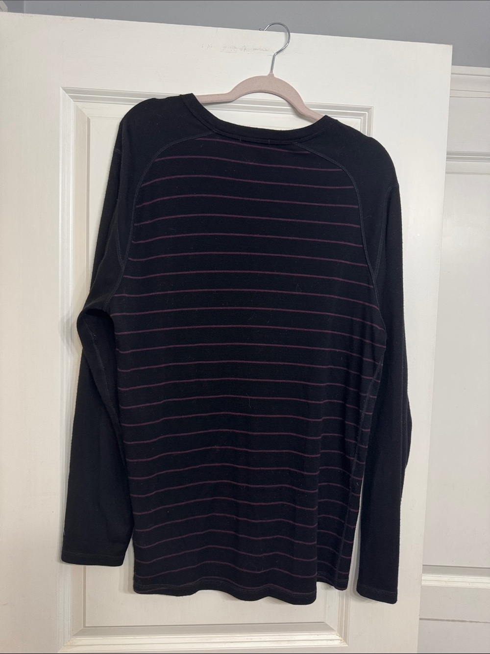 Smartwool Men's Black Long-Sleeve Crew with Thin Purple Stripes